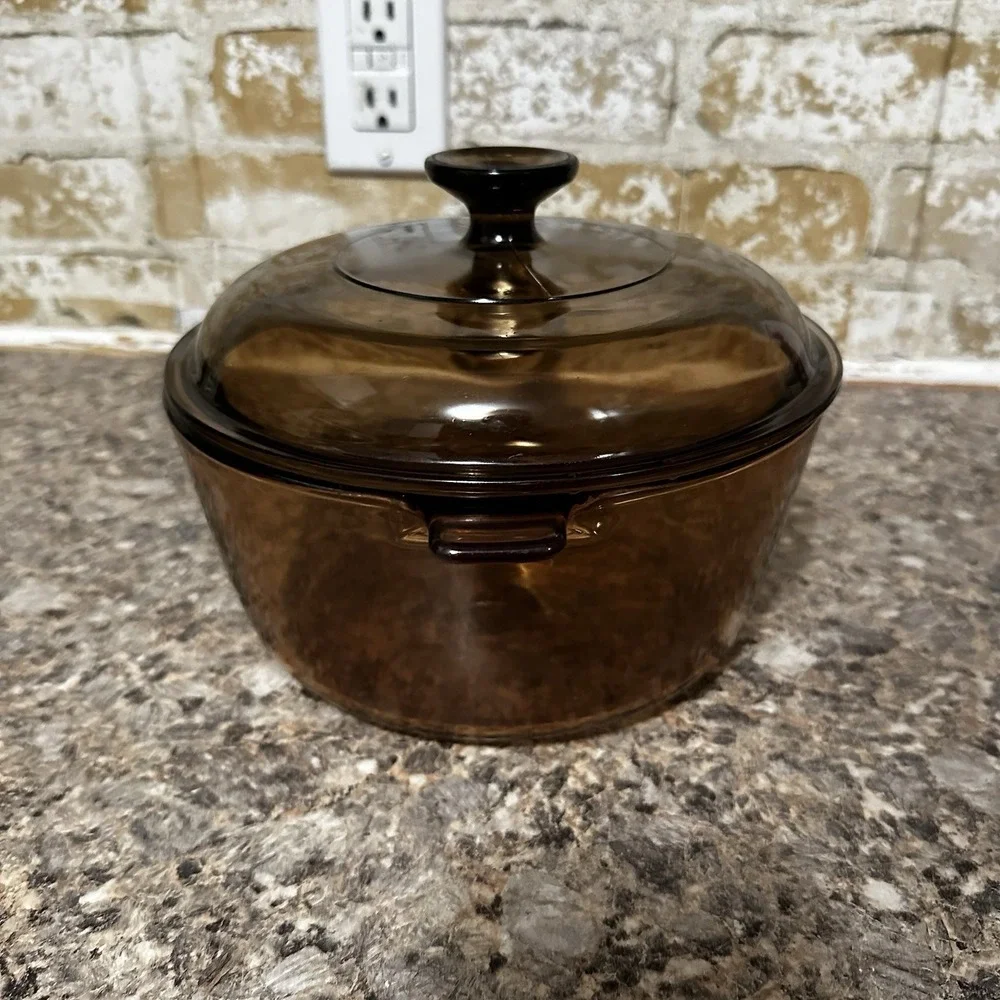 Vintage VISION by Corning 2.5L Sauce Pan With PYREX Lid V2.5C Amber USA